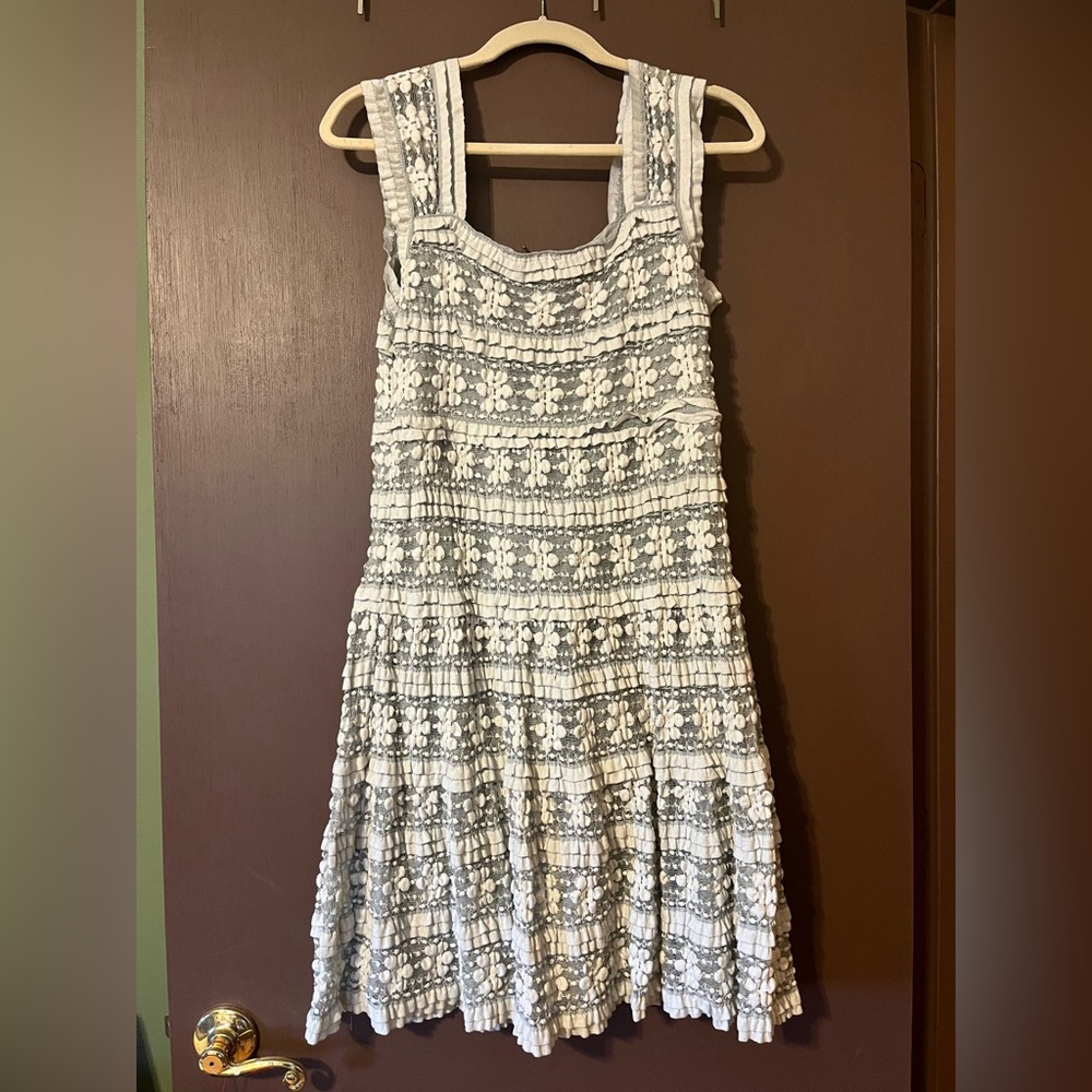 Max Studio Pale Blue-Grey textured dress.